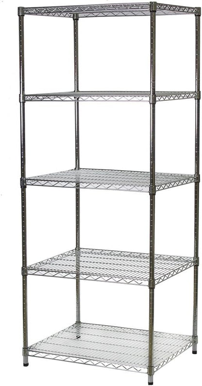 Shelving Inc. 24" d x 30" w x 96" h Chrome Wire Shelving with 5 Tier Shelves, Weight Capacity 500lbs Per Shelf