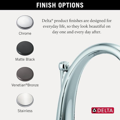 Delta Woodhurst Roman Tub Faucet with Hand Shower, Chrome Deck Mount Bathtub Faucet, Chrome T4732 (Valve sold separately)