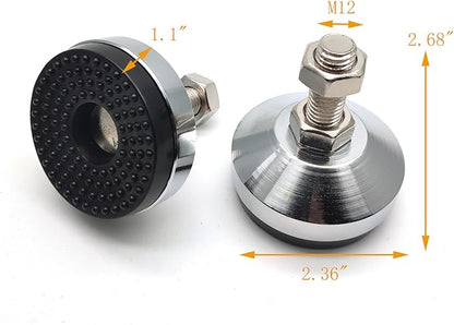Leveling Feet,4-Pack, D60xM12x50 Leveler Feet Heavy Duty 1300 Lb Capacity Black Carbon Steel PVC Cabinet Leveler Legs