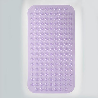 AmazerBath Bath Tub Mat, Medium Size 27.6 x 15 Inches Non-Slip Shower Mats with Suction Cups and Drain Holes, Bathtub Mats Bathroom Mats Machine Washable (Clear Purple)