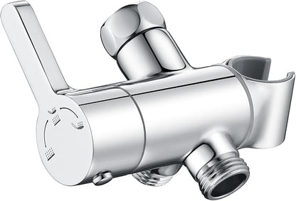 3 Way Shower Diverter Valve with Hand Shower Holder, G1/2 Shower Head Splitter, Shower Arm Diverter (Chrome)