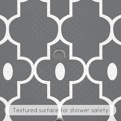 Bathtub Mat Non Slip, Grey Square Bath tub Mat Shower Floor Mat with Suction Cups for Adults Kids Elderly 21 X 21 Inch