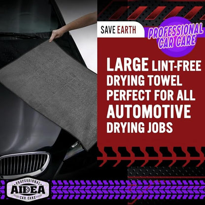 AIDEA Microfiber Towels for Cars-2PK, Large Professional Car Drying Towel, Scratch-Free & Absorbent Drying Towel for Cars, SUVs, RVs, Trucks, and Boats, 24inx 31in, Grey