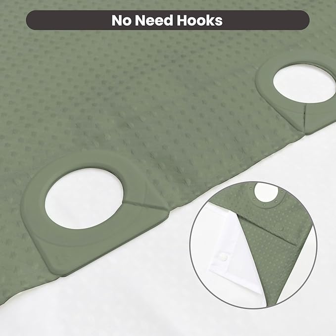 Inhousolu No Hook Waffle Weave Shower Curtain with Removable Snap in Fabric Liner Set for Bathroom, 230 GSM Heavy Duty Weighted Hem, Water Repellent Washable Bath Curtains, 36 x 72 Inch, Sage Green