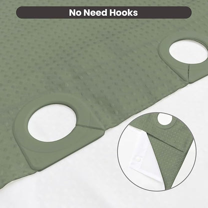 Inhousolu No Hook Waffle Weave Shower Curtain with Removable Snap in Fabric Liner Set for Bathroom, 230 GSM Heavy Duty Weighted Hem, Water Repellent Washable Bath Curtains, 60 x 72 Inch, Sage Green
