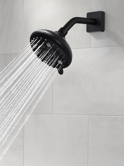 G-Promise All Metal 6-Inch Shower Arm with Flange, Wall-Mounted Stainless Steel Shower Pipe Replacement for Fixed and Handheld Shower Heads, Matte Black
