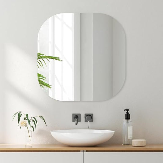 VASUHOME Frameless Bathroom Mirror, 24 x 24 Inch Wall Vanity Mirror, Large Wall Mounted Mirrors for Bathroom, Living Room, Bedroom, Entryway