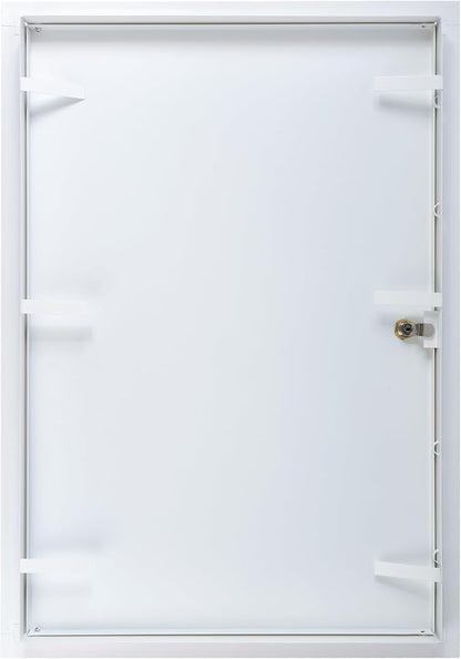 16" x 24" Lockable White Metal Access Panel. Service Shaft Door Panel with Key. Plumbing, Electricity, Heating, Alarm Wall Access Panel for Drywall. Bathroom Services Access Hole Cover.