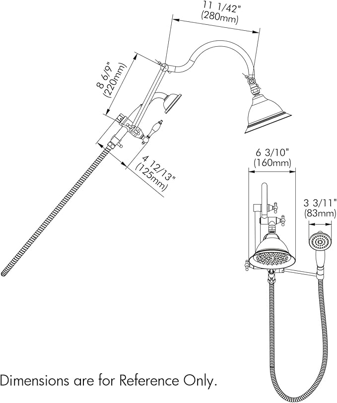Bagnolux Solid Brass 6" High Pressure Rain Shower Head Combo with 21" Extension Arm, Rainfall Showerhead 3.3" Handheld Water Spray - Adjustable Dual Showerhead with 71" Shower Hose, Brushed Nickel