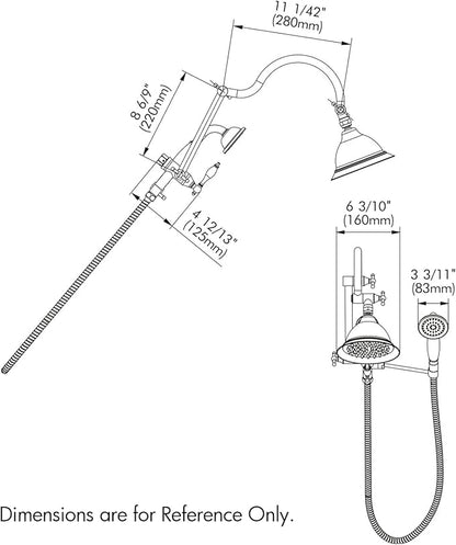Bagnolux Solid Brass 6" High Pressure Rain Shower Head Combo with 21" Extension Arm, Rainfall Showerhead 3.3" Handheld Water Spray - Adjustable Dual Showerhead with 71" Shower Hose, Brushed Nickel