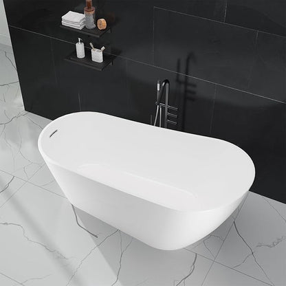 67 in Acrylic Freestanding Bathtub, Contemporary Stand Alone Tub,Glossy White Soaking Tub, with Chrome Overflow and Drain, CUPC Certified