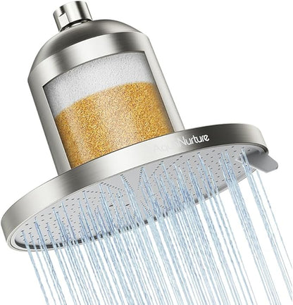Filtered Shower Head with Filters, High Pressure Filter Showerhead for Healthier Hair & Skin, Remove Chlorine and Heavy Metals For Hard Water,3 Modes 7 Inch Best Shower Heads 2.5 GPM, Brushed Nickel