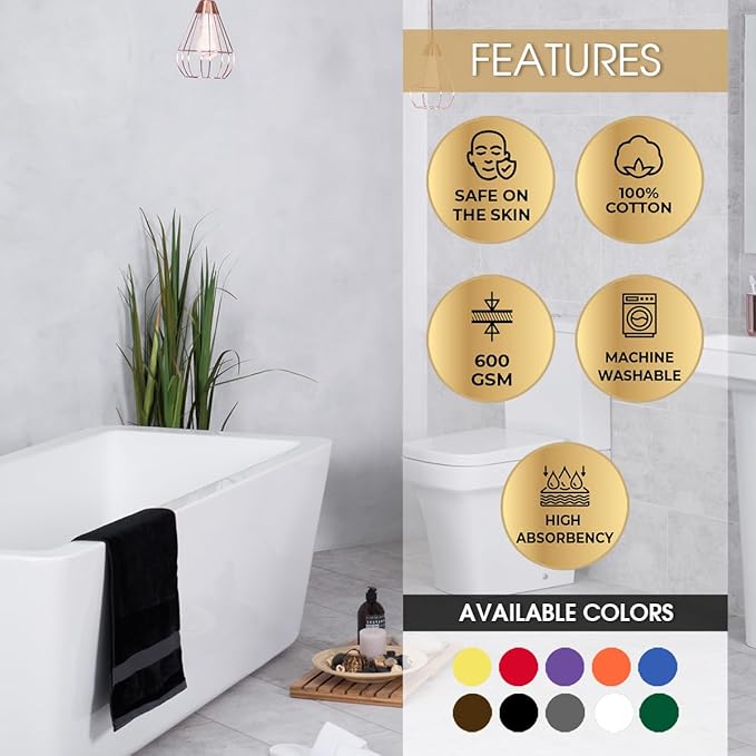 Ample Decor Hand Towels for Bathroom 18 X 28 Inch 600 GSM 100% Cotton, Soft Absorbent - 4 Pcs Orange