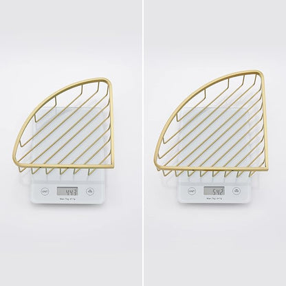 [2 Pack Bathroom Corner Shower Caddy Shelf Organizer, SUS304 Stainless Steel Heavy Duty Rust-Proof Shelf Holder, Wall Mounted Storage Rack for Bathroom Kitchen, Brushed Gold