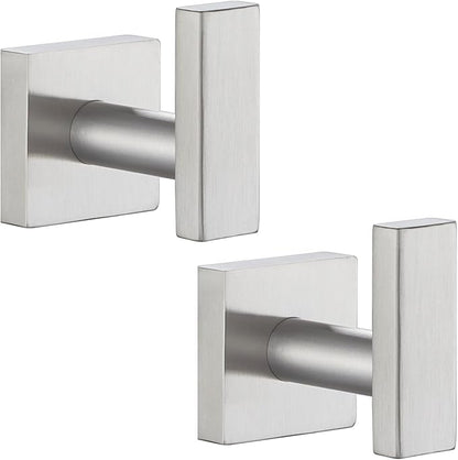Angle Simple Bathroom Towel Hook 2 Pack, SUS304 Stainless Steel Bath Robe Holder, Modern Coat Hook Wall Mounted, Brushed Nickel