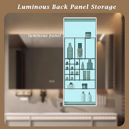 36IN Modern Bathroom Vanity with Sink - Bathroom Vanity with Drawer Organizer, LED Mirror Lights & Defogging Function | Wall - Mounted Vanity with Silver Sink Faucet