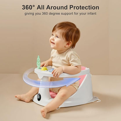 Baby Bath Seat for Babies 6 Months & Up - Bathtub Seats for Babies Sitting Up with Rinse Cup, Non-Slip, Comfortable, Infant Bath Essentials, Pink