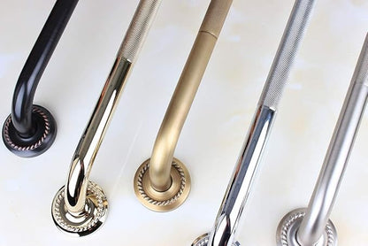 Textured Shower Grab Bar, 16-Inch Bathroom Support Rails, Stylish Safety Armrest Hand Rail, Polished Brass/Gold Finish, Good for Senior, Kids, Elderly