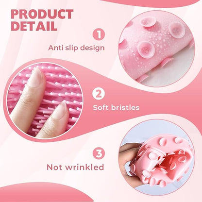 2026 New Silicone Shower Foot Scrubber Mat, Foot Back Cleaning Pad Back Washer Exfoliating Bath Wash Pad, Shower Foot Scrubber Mat with Non-Slip Suction Cups (Brown)