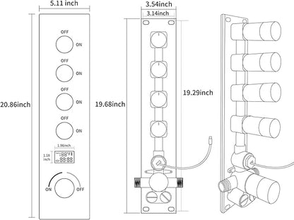 Oil Rubbed Bronze Digital Display Shower System with 16X24 inch Ceiling Overhead Shower Head(Rain & Waterfall Modes), 4 PCS Body Jet and Handheld Spray