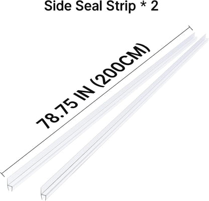 AmazerBath Shower Door Side Seal Strip (Set of 2), Frameless Glass Shower Door Seal Strip - Suitable for 3/8 Inch Glass, 78 inch