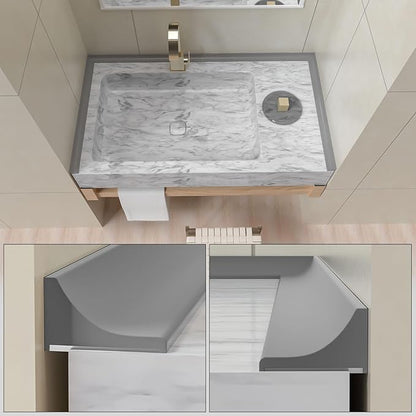 67Inch Collapsible Shower Threshold Water Dam Barrier, Self Adhesive Silicone Waterproof Shower Barrier Water Strip Dam for The Gap Between the Shower Kitchen Countertop Sink and Cooktop