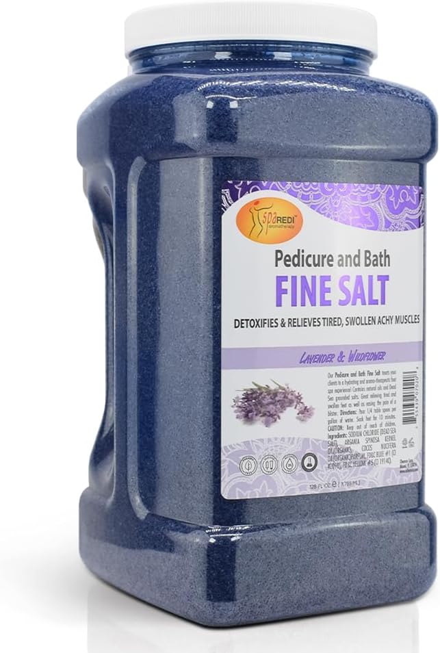 SPA REDI - Detox Foot Soak Pedicure and Bath Fine Salt, Lavender and Wildflower, 128 Oz - Made with Dead Sea Salts, Argan Oil, Coconut Oil, and Essential Oil, Hydrates, Softens and Moisturizes