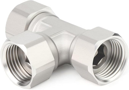 TAISHER 2PCS 304 Stainless Steel 3 Way 3 Ends Flexible Movable Tee Connector, 1/2" for Sprayer, Angled Valve, Shower Arm