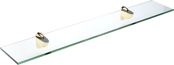 Spancraft Glass Heron Glass Shelf, Brass, 12 x 18
