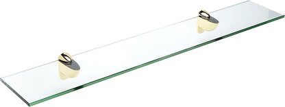 Spancraft Glass H-6x21-Brass Heron Glass Shelf, Brass, 6" x 21"