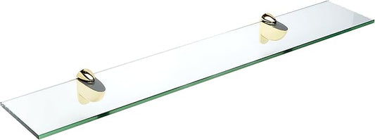 Spancraft Glass H-4.75x18-Brass Heron Glass Shelf, Brass, 4.75" x 18"