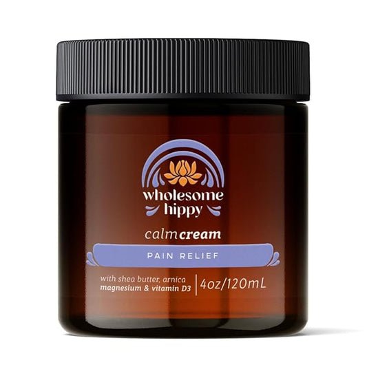 WHOLESOME HIPPY Magnesium Calm Cream – All Natural Body Butter with Magnesium, Vitamin D3, Arnica & Turmeric – Soothing Moisturizer for Skin Wellness & Relaxation – 4oz
