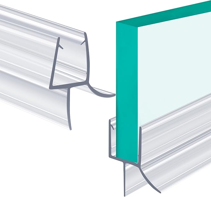 POZIA Clear Frameless Glass Shower Door Bottom Seal | Shower Door Sweep for Leak-Proof, Quick Installation to Create Reliable Water Barrier (2PACK-3/8in-23mm Gap)