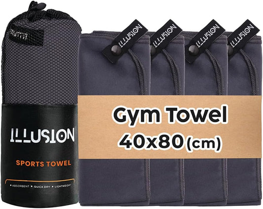 illusion Small Microfiber Gym Towels for Men and Women Active Sports (32" L x 16''W)-Lightweight Quick Dry Gym Towel for Sweat-Workout Towels Ideal for Yoga, Camping, Running, and Outdoor Activities
