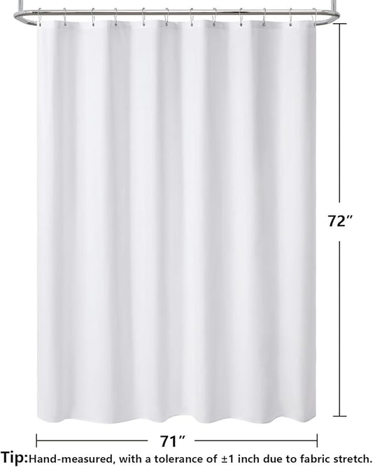 120GSM Ultimate Waterproof Fabric Shower Curtain Liner - TPU Lamination Technology with 3 Magnets,Machine Washable,71x72 Inch Soft Cloth Shower Curtain or Shower Liner,for Bathroom(White)