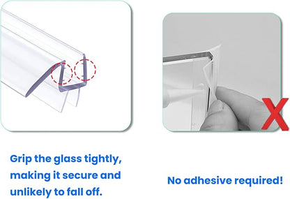 36" Shower Door Bottom Seal Strip for 1/2" (12mm) Glass – Ultra Clear Polycarbonate Shower Door Sweep, Single Pack
