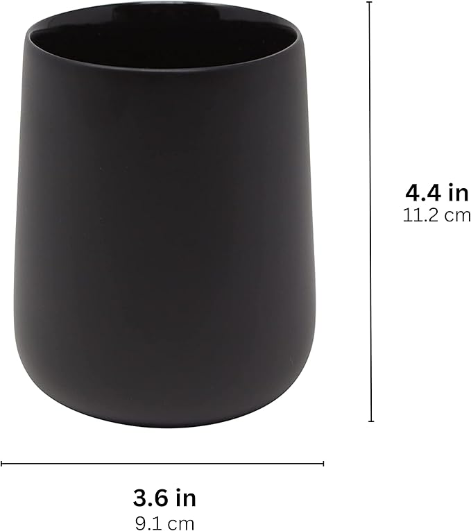 Matte Black Toothbrush and Toothpaste Holder and Cup for Bathroom Vanity and Countertop, Round Organizer for Electric Toothbrushes, Floss, Razors, Cotton, and Mouthwash