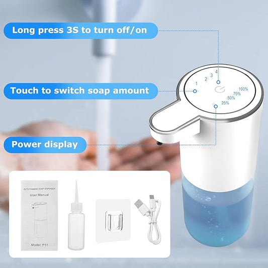 2 Pack Soap Dispensers,Automatic Foaming Soap Dispenser Touchless,13.5oz/400ml USB Touchless Rechargeabled Wall Mounted Smart Soap Dispenser for Bathroom Kitchen Set New