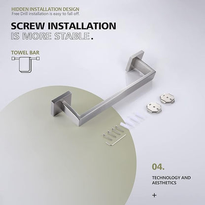 KOKOSIRI 12-Inch Single Towel Bar, Bathroom Kitchen Towel Holder, Wall Mounted SUS304 Stainless Steel Towel Rack, Brushed Nickel, B4003BR-L12
