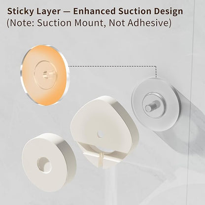 KEGII Shower Caddy Suction Cup with Hooks, Large Capacity Shower Suction Shelf, Heavy Duty Bathroom Organizer, No Drilling Stainless Steel Shampoo Holder for Bathroom Storage, Cream White