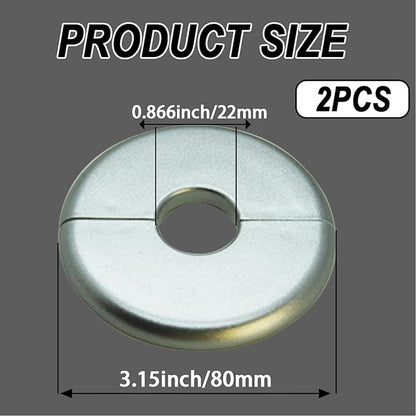2 Pieces ABS Wall Split Flange Round Self-Adhesive Escutcheon Plate Cover Plumbing Pipe Cover for Water Pipe Faucet Decoration 0.87"/22mm, Silver