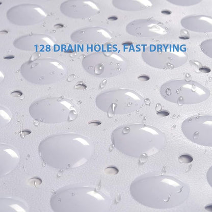 AmazerBath Bath Tub Mat, Medium Size 27.6 x 15 Inches Non-Slip Shower Mats with Suction Cups and Drain Holes, Bathtub Mats Bathroom Mats Machine Washable (White)