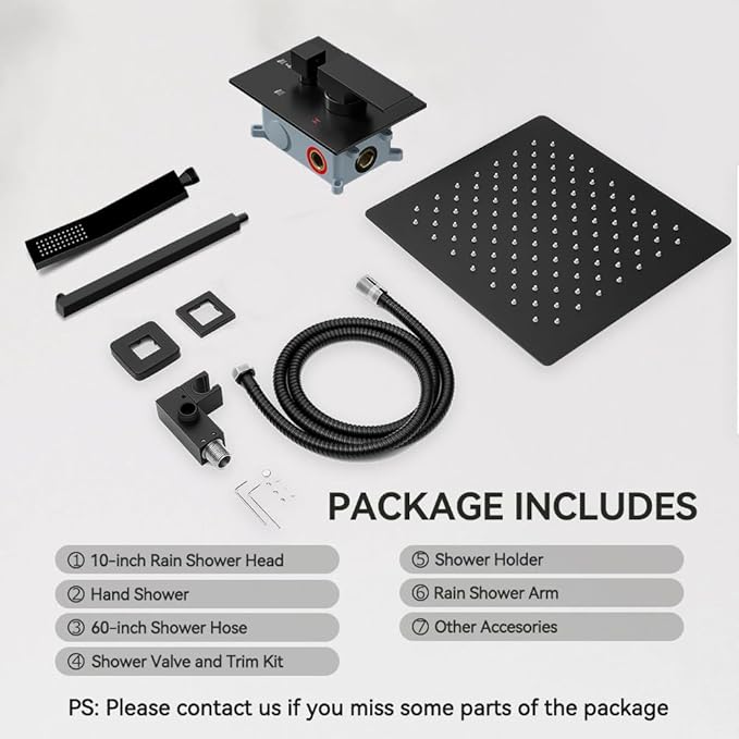 Shower Faucet Set Matte Black Shower System, Starbath 10" Rain Shower Head and Handheld Spray Shower Set Complete Wall Mounted,2 Way Pressure Balance Shower Valve and Trim Kit Included