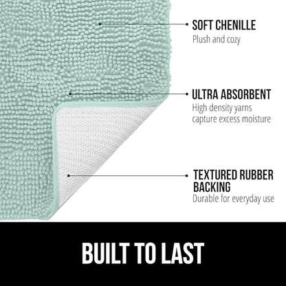 GORILLA GRIP Bathroom Rug Sets, Soft Chenille 2 Piece Area Rugs Set, Toilet Base Mat and 30x20 Carpet, Absorbent Microfiber Washable Mats Dry Quickly, Home Décor and Bath Room Accessories, Seablue