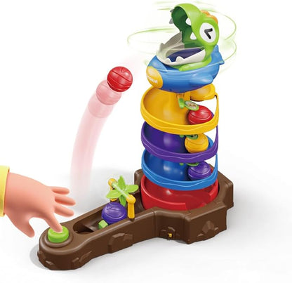 Dinosaur Ball Drop Tower for 3 4 5 6 7 8 Years Old Kids, Dino Spin Twister Toddlers Toy, Shoot Balls Toddler Montessori Toys Gifts for 3-6 Year Old Boys Girls, 2 Single Player Mode