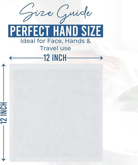 DAN RIVER 24 Pack Wash Cloths for Showering [12x12] - 100% Cotton Washcloths Premium Quality Flannel Face Cloths for Bathroom, Highly Absorbent and Soft Feel Wash Clothes, White