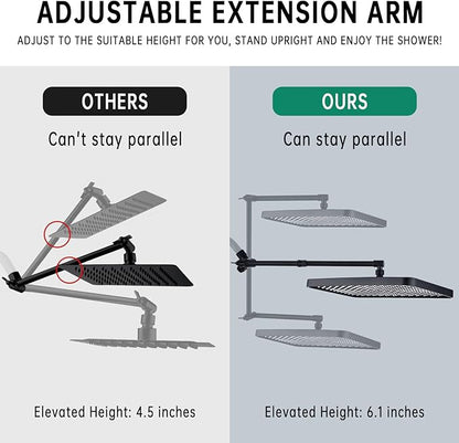 Shower Heads with Handheld Spray Combo, 13 Inches Rain Shower Head with 4 Mode Handheld Wand, and 13 Inches Adjustable Extension Arm, 3 Way Diverter Valve, Extra Long Hose (Matte Black)