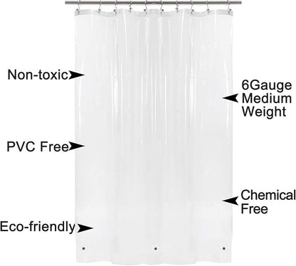 54x78 Inch Stall Shower Curtain/Liner 8G Heavy Duty Clear PEVA, 3 Bottom Magnets, Waterproof, PVC Free, Metal Grommets