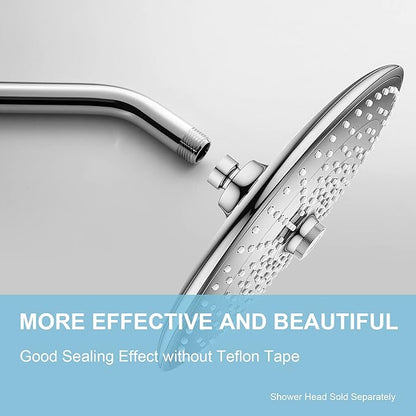 OFFO Shower Arm with Flange, 10 in Wall Mount Replacement Angle Shower Head Arm Wall-Mounted For Fixed Shower Head & Handheld Showerhead, Chrome