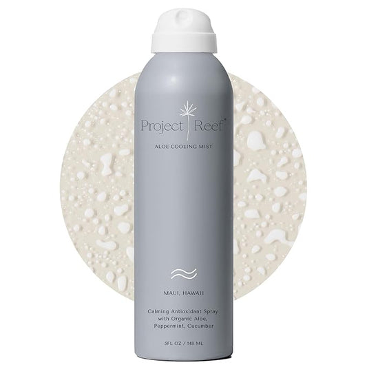 Project Reef Non-Aerosol Aloe Cooling Mist – Vegan, Ocean Friendly & Hydrating After-Sun Spray with Organic Aloe Vera, Peppermint & Cucumber – Natural Sunburn Relief & Daily Skin Refreshment, 5 fl oz
